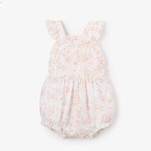 Elegant Baby Swan Print Romper Sunsuit 12-18M Ruffle Cotton Baby Outfit